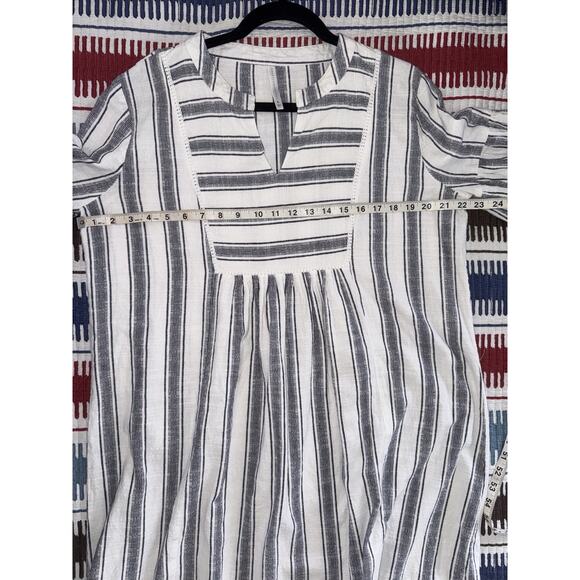 Rock Flower Paper Chambray Blue Striped Beach Club Resort Dress Sz L - Picture 3 of 7